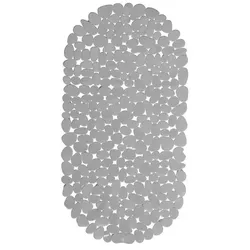 relaxdays Badewannenmatte Steinoptik oval 36x68 cm grau