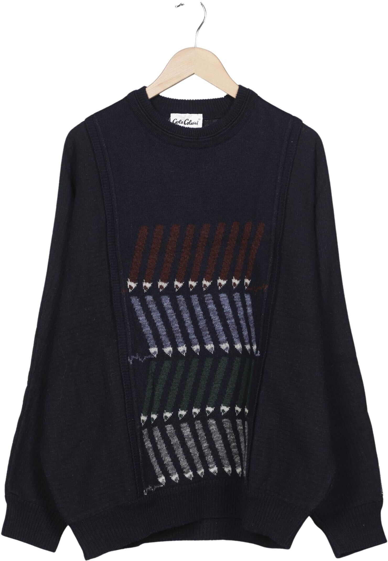 Carlo Colucci Herren Pullover, Marineblau, Gr. EU 56, Synthetik / Wolle / Schurwolle / Viskose - Second Hand