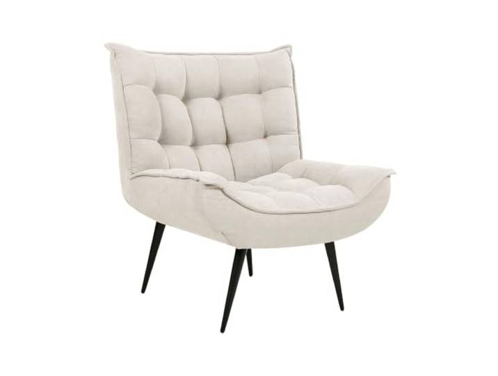 Beliani Sessel Stoff beige mit schwarzen Metallbeinen Dicker Polsterung Modern Alvesta