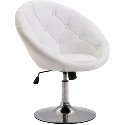 HOMCOM Arbeitshocker Drehhocker Drehstuhl Bürostuhl, PU+Stahl, Schwarz/Weiß, 56x71x78,5-90,5cm (Weiß)