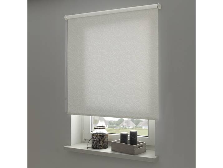 Seitenzugrollo LIEDECO Seitenzugrollo Design Blätter , weiß, weiß, B:62cm H:180cm, Rollos, Seitenzugrollo, Lichtdurchlässig mit Sichschutz, flexibel montierbar