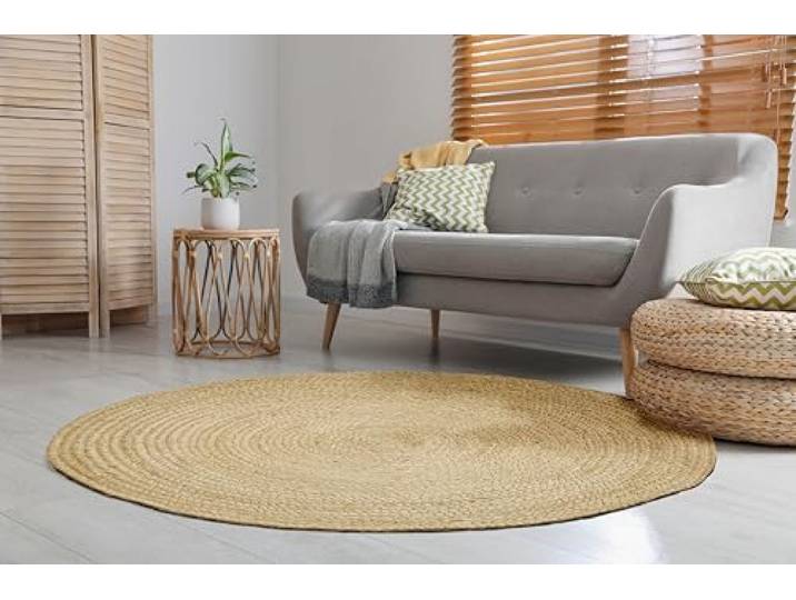 -LUXOR- living Teppich IBO - Juteteppich, beige 120 cm rund