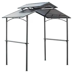 Outsunny Grillpavillon mit Flammschutzdach 2,5 x 1,5m BBQ-Pavillon Stahl PC