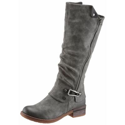 Winterstiefel RIEKER, Damen, Gr. 40, Warmfutter, Varioschaft, grau, Nubuklederimitat, used, Schuhe Damenschuh Stiefel Winterstiefel Bikerstiefel, Langschaftstiefel, Warmfutter, mit Rieker TEX Membran, Topseller