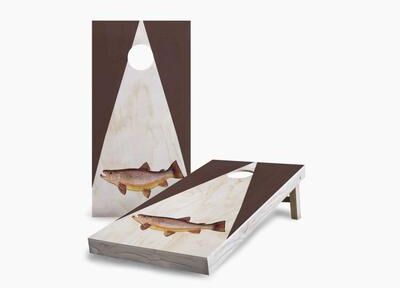 Skip's Garage Wood Trout Cornhole Boards