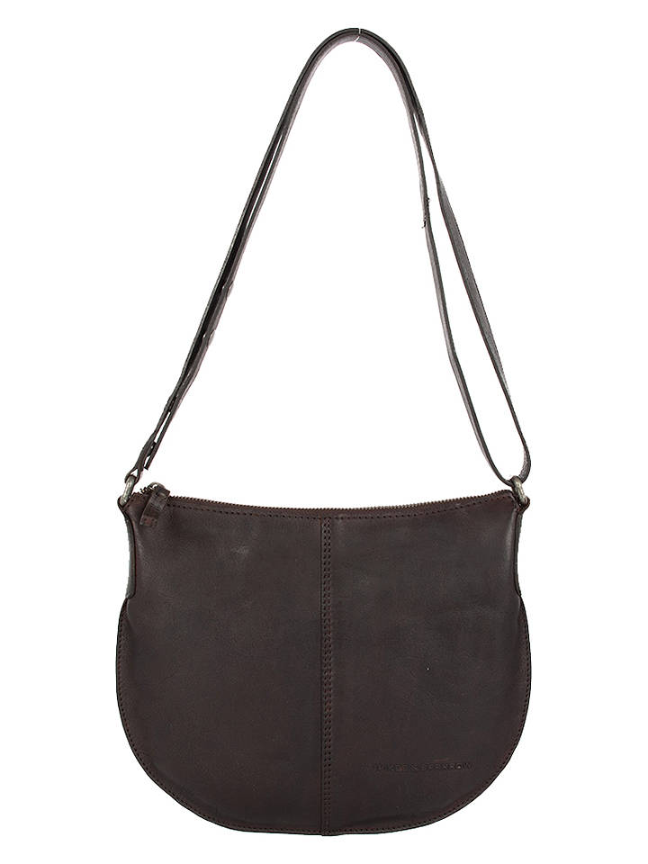 SPIKES & SPARROW Leder-Schultertasche "Hortense" in Dunkelbraun - (B)30 x (H)24 x (T)1 cm - onesize