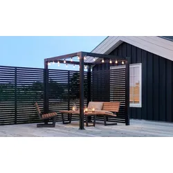 Terrassen Pergola - Model 1 im Maß 198 x 198 x 208 cm - Holzpergola aus Kiefer/Fichte - Gartenpergola mit 2 Rankgittern - Pergoladach für Terrassen
