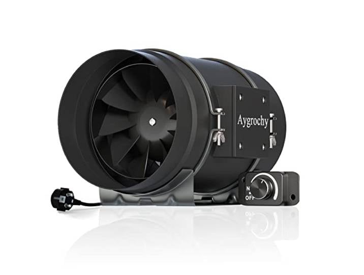Aygrochy 200mm Extracteur d'Air réglable\, EC Moteur ventilateur extracteur avec IEC EU Plug ent 1\,5 m de Cordon d'alimentation EU pour VMC Salle de Bain\, tentes de culture\, ventilation Bureau.
