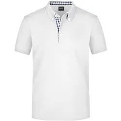 Polo-Shirt Plain "JN964" - S - white/navy/white