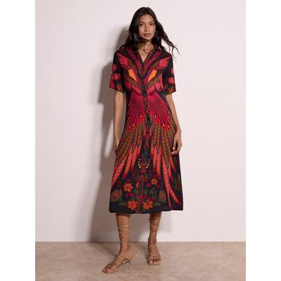 Druckkleid APRICOT "Apricot Midi-Kleid mit tropischem Tukan-Motiv", Damen, Gr. S (36), N-Gr, schwarz, Obermaterial: 100% Viskose CV., gemustert, Kleider Druckkleid
