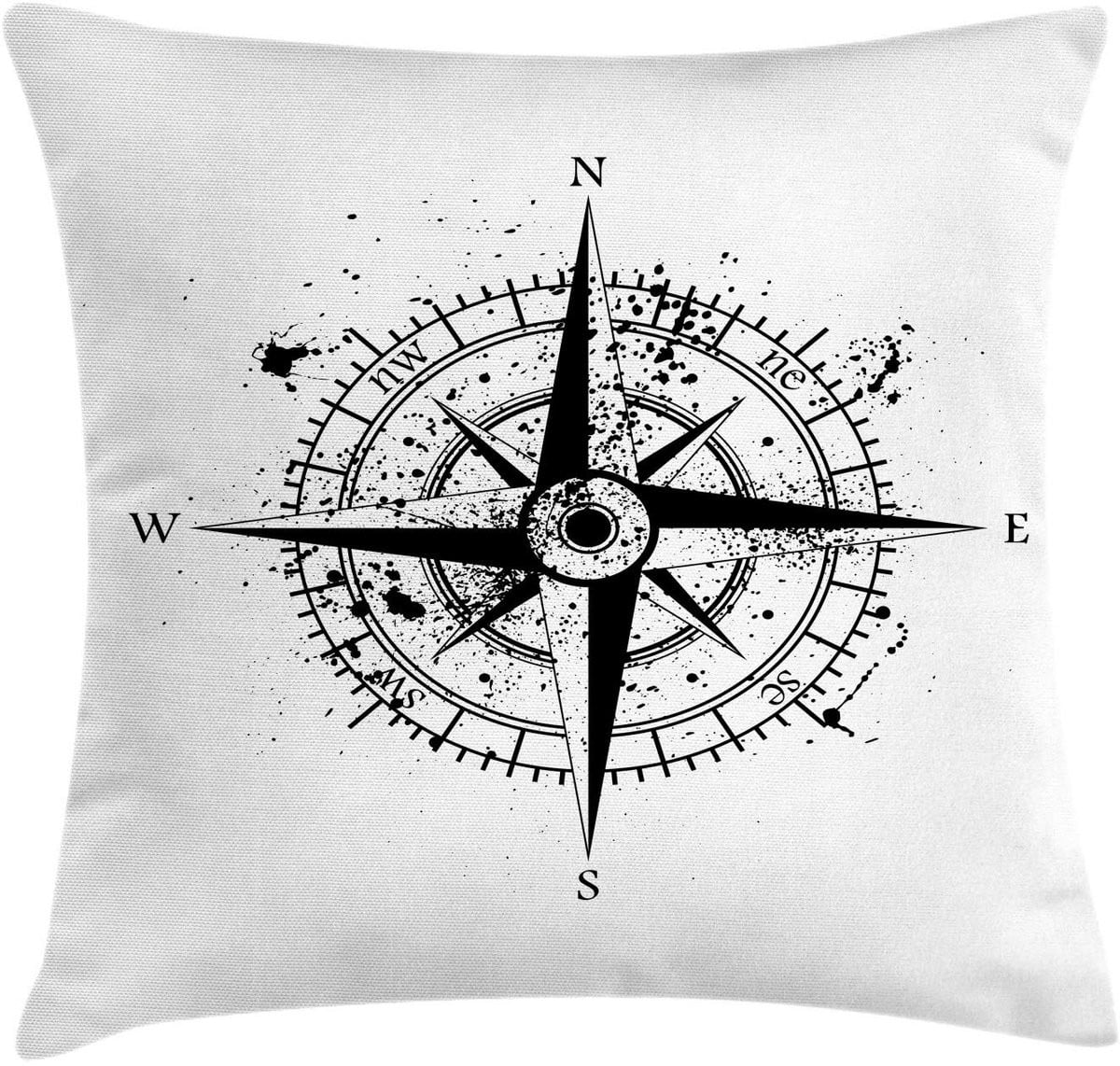 ABAKUHAUS Kussenhoes Maritieme Windrose, Grijs/Wit, 45 x 45 cm