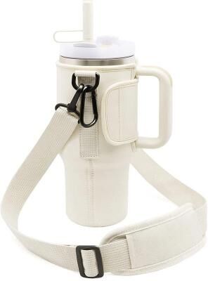 Uplifted Goods Adjustable Water Bottle Carrier Bag For 40 Oz Tumbler apricot 40oz