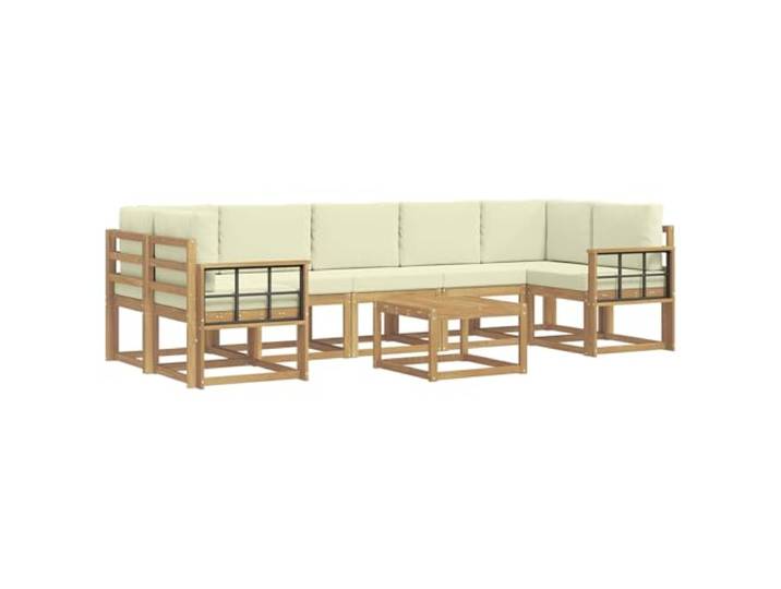 PUGYNBK Sofa-Set für den Außenbereich, 6-teilig Massives Akazienholz, modular, Lattenrahmen, für Garten und Terrasse