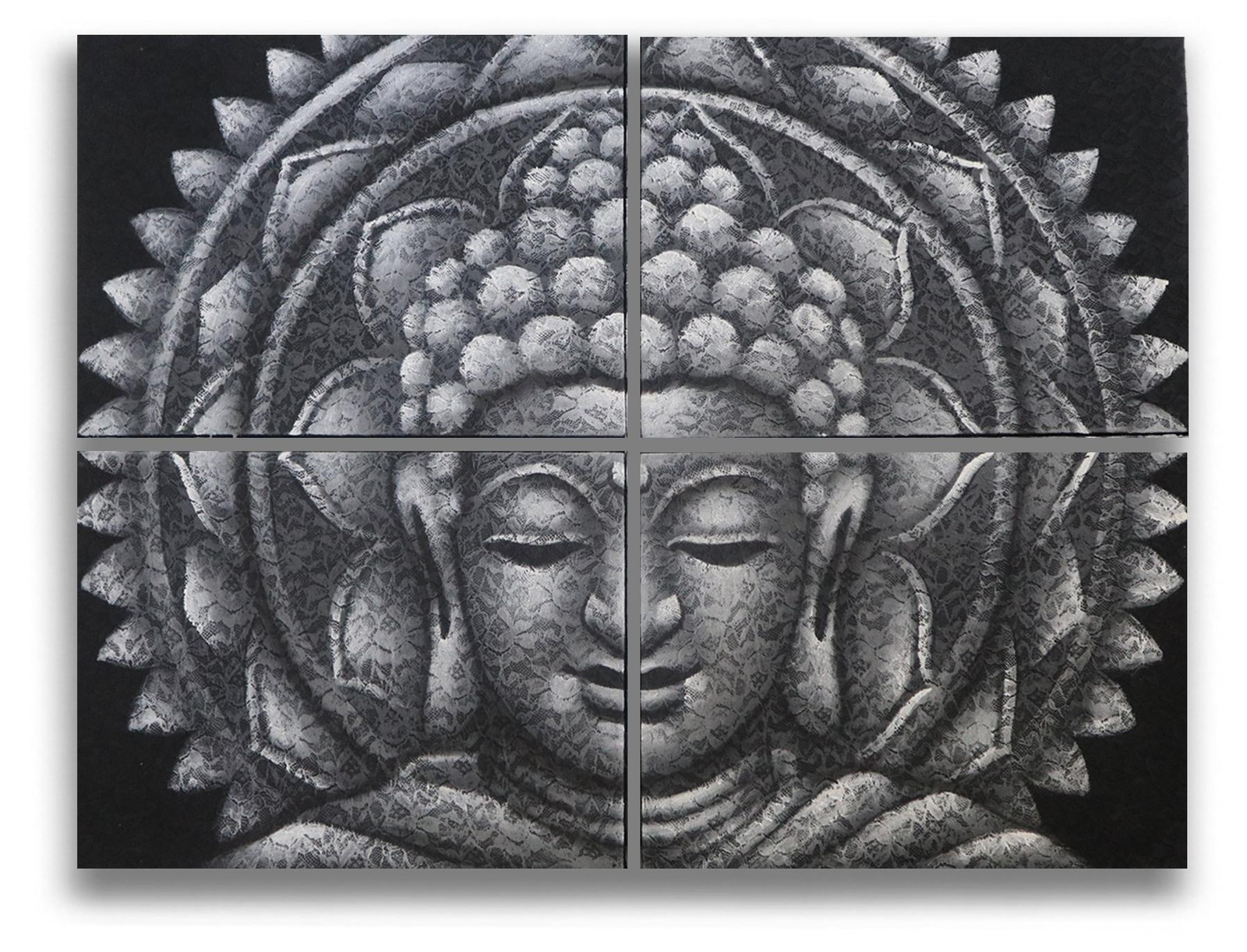 Ancient Wisdom s.r.o. Canvas Illustratie Boeddha-mandala, Set van 4