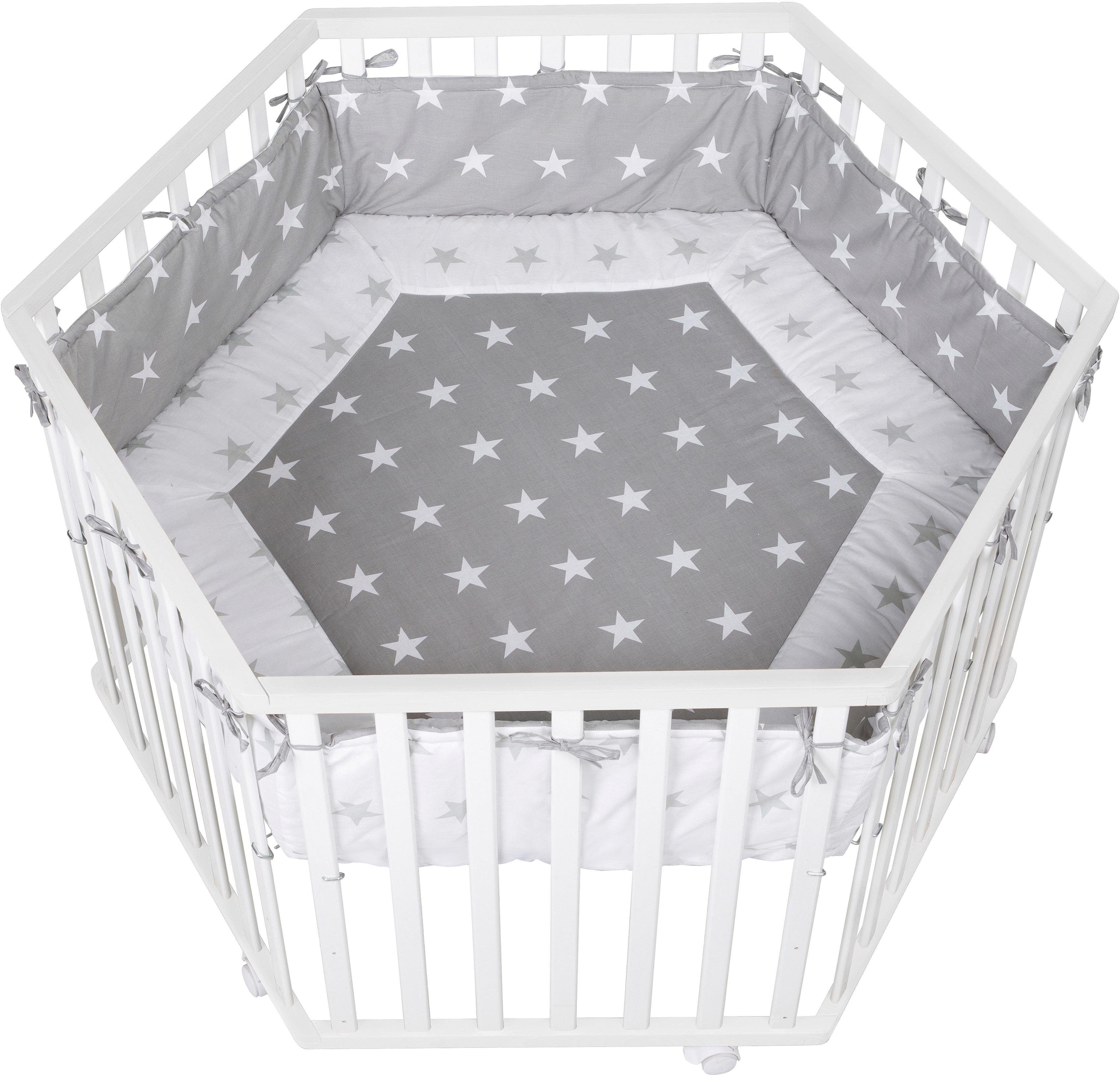 Laufgitter ROBA "Little Stars, natur, 6-eckig", Baby, beige (natur), Laufställe Laufgitter, mit Stoffeinlage und Nestchen natur Einheitsgröße