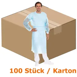 Hygostar Kittel medizinisch PP PE blau XL 100 Stück CE MPG93/42/EWG/EN14126, lebensmittelecht, 100 Stück/Karton