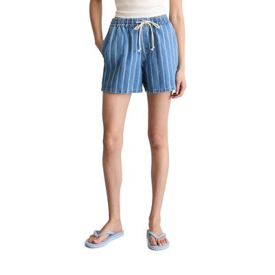 Shorts MARC O'POLO DENIM "aus reiner Bio-Baumwolle", Damen, Gr. S, Normalgrößen, blau (medium blau), Denim/Jeans, Obermaterial: 100% Baumwolle, gestreift, relaxed fit kurz, Hosen Shorts
