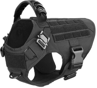 Inspired Living Heavy Duty Dog Harness And Leash Set With Padded Vest & Quick Release Collar black Harness l