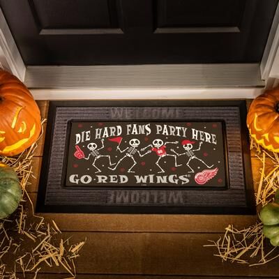 Evergreen "Detroit Red Wings Flocked Coir Halloween Sassafras Switch Door Mat - 22"" x 10"""