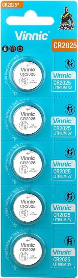 Vinnic Lithiumbatterij CR2025, 5 stuks