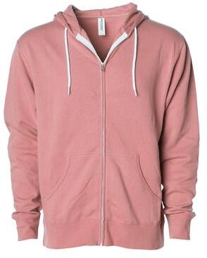 Independent Trading Co. AFX90UNZ Zip Hooded Sweatshirt in Dusty Rose size Medium   Cotton/Polyester Blend AFX90U