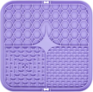 Inspire Picks Silicone Dog Lick Mat Anti Slip Slow Feeder & Bath Distraction Training Mat purple 5pcs