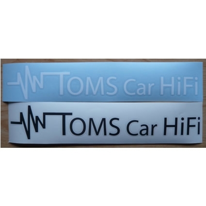 Schriftaufkleber Toms Car HiFi (Logo) weiß
