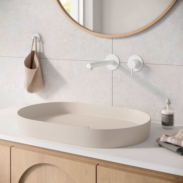 Herzbach Siro Wand-Waschtischarmatur 30.120957.1.07 weiß matt, Unterputzarmatur, Ausladung 240mm