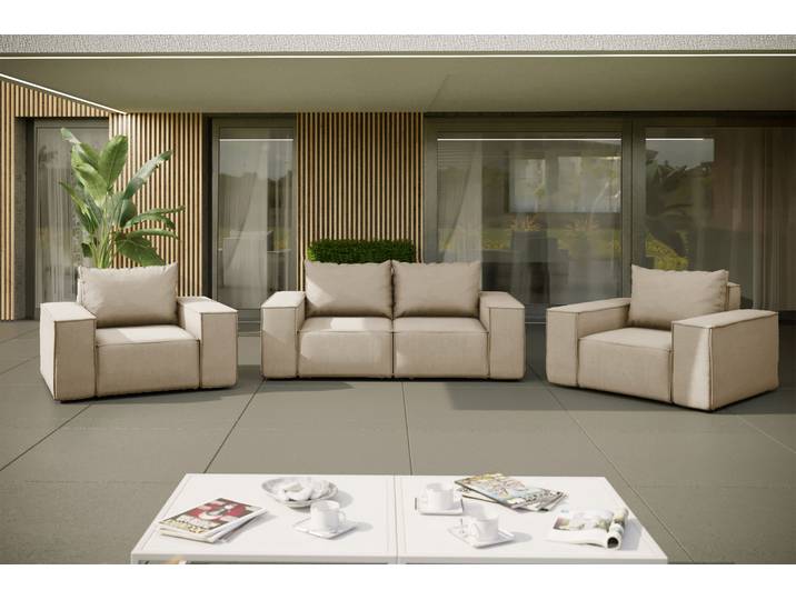 Kaiser Möbel Gartenmöbel set 2+1+1 SONNE für den Garten, die Terrasse, den Hof, gemütliche Beige