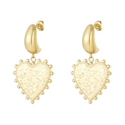 Paar Ohrhänger ADELIA´S "Ohrringe Ohrhänger mit strukturierten Herzanhängern", Damen, Gr. Damen, Edelstahl, gold (goldfarben), Ohrringe, Modischer Modeschmuck mit reliefartig wirkenden Herzanhängern