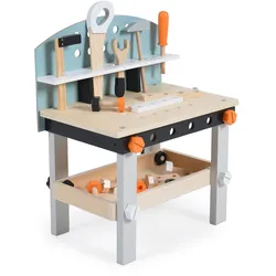 Moni Kinderwerkbank 1176 Holz Kinderwerkzeug, Säge, Hammer, Holzschrauben bunt