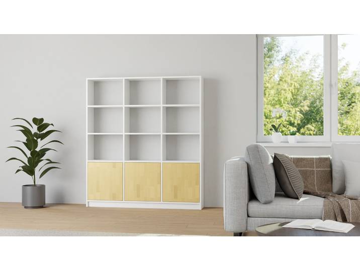 Regal mit Holztüren MDF Beschichtet MDF Weiß matt
