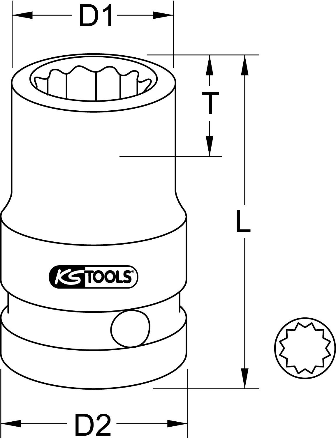 KS Tools 515.1563 Krachtaangedreven doppenset