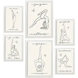 POSTER Set Mit 6 Yoga Musen 3 A3 & A4 Weißer Rahmen