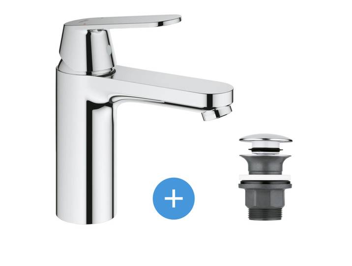 Eurosmart Cosmopolitan Set Mitigeur Lavabo Taille M + Bonde clic clac Grohe pour lavabo avec trop-plein (23327000-CLICCLAC)