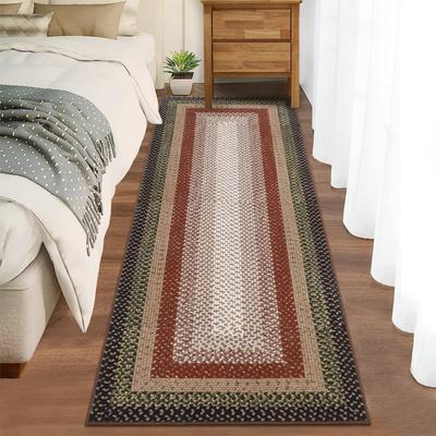 Garvee Farmhouse Braided Printed Washable Rug