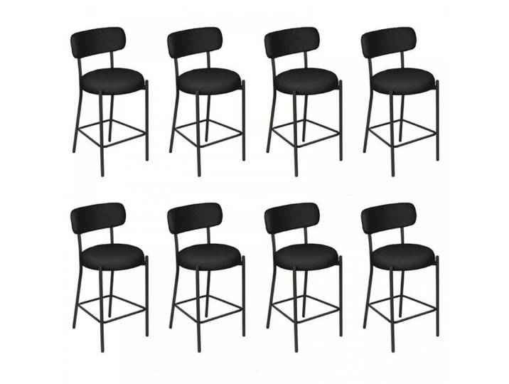 PEACHES Lot de 8 tabourets de bar Tabourets pour îlot de cuisine Tabourets de bar à dossier haut Noir 41*44*95cm