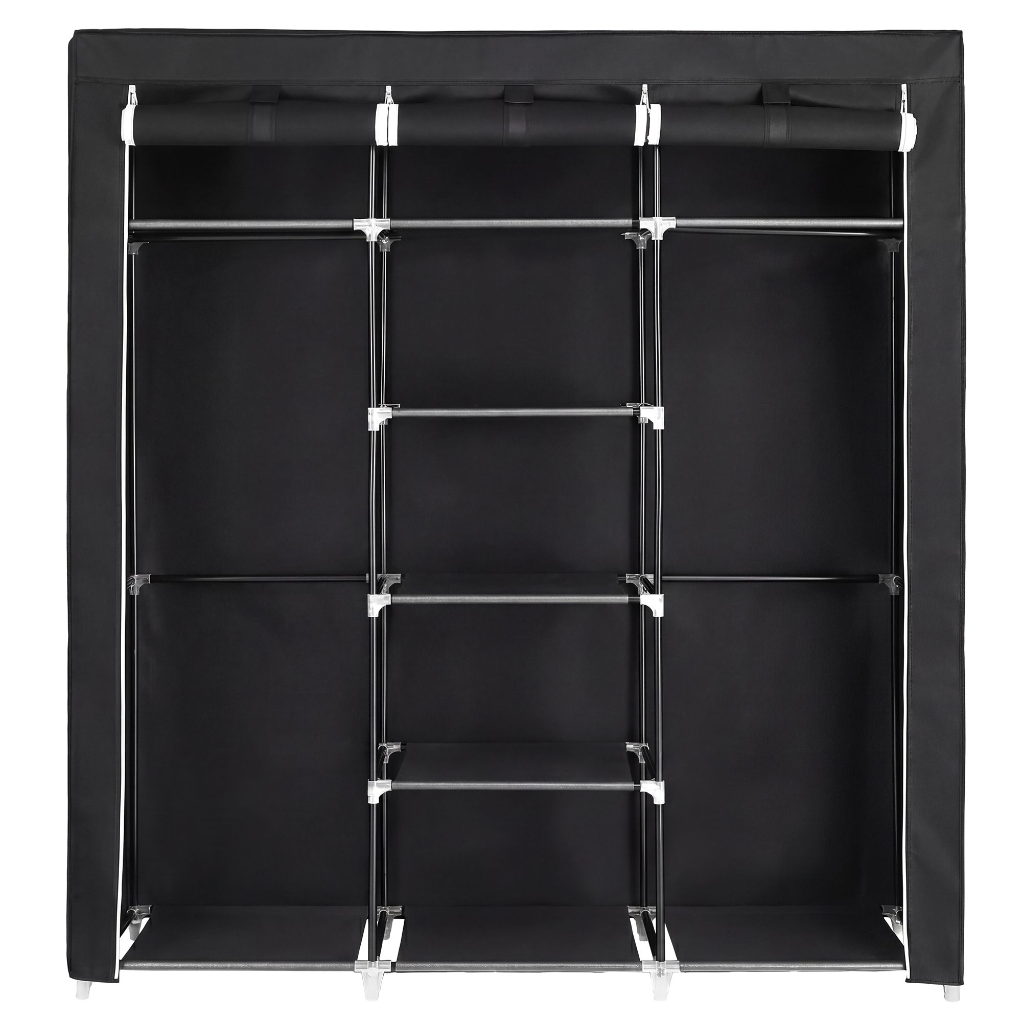 SONGMICS Kleiderschrank, Stoffschrank, faltbare Garderobe mit Kleiderstangen RYGB3512B