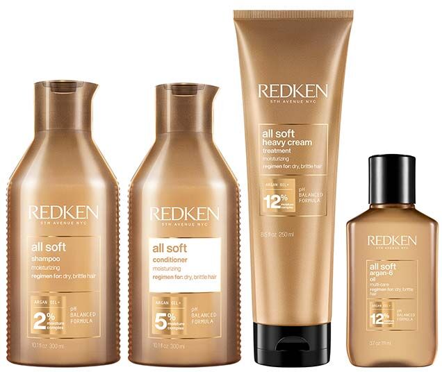 Redken All Soft Shampoo 300ml, Conditioner 300ml, Heavy Cream 250ml &