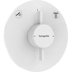 hansgrohe DuoTurn S Mischer, Unterputz, 2 Verbraucher, 2 Funktionen, runde Rosette, 75418700, Farbe: Weiß Matt