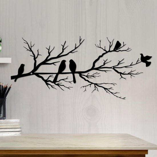 Ibenzoa Metalen wanddecoratie met 5 vogel-silhouetten op een tak