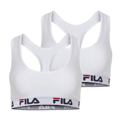 Bustier FILA "WOMAN BUSTIER", Damen, Gr. L, N-Gr, weiß, Obermaterial: 95% Baumwolle, 5% Elasthan, unifarben, BHs Bustier, ohne Polsterung und ohne Bügel, Racerbackrücken