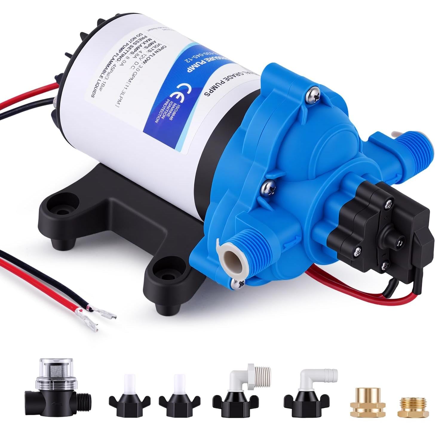 Dripio Zelfaanzuigende membraanpomp, 12V, 3,0 GPM, 45 PSI