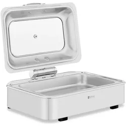 Royal Catering Chafing Dish Warmhaltebehälter Speisenwärmer Brennpaste GN 1/1 8,5L Sichtfenster, Speisewärmer, Silber