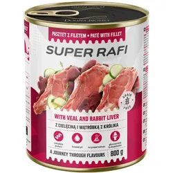 Super Rafi mit Kalbfleisch und Kaninchenleber für Hunde 800g