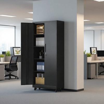 VIVIADORE "71"" Metal Storage Cabinet with Locking Doors,4 Adjustable Shelves,3-Point Security Lock & Swivel Casters"