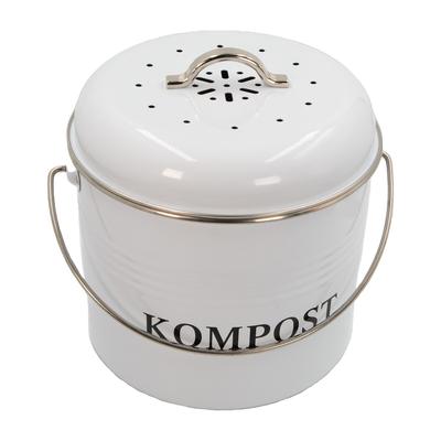 Intirilife Komposteimer Biomülleimer aus Eisen für die Küche - 21.5 x 19 x 20.5 cm - 3 Liter Behälter für Müll Bioabfall Kompost inkl. 1 Kohlefilter