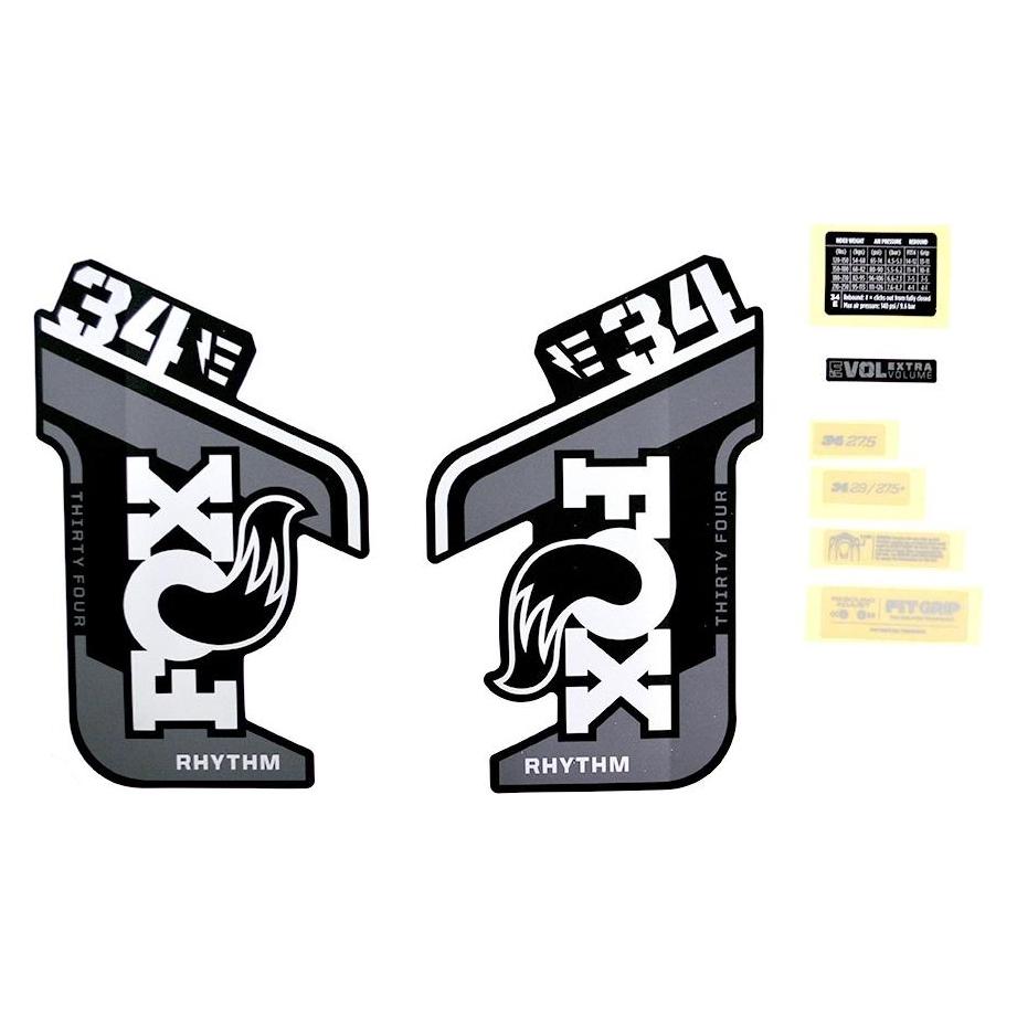 Fox Decal Kit: 2021, 34, E-BIKE+, Rhythm, Gray Logo, Matte Black Fork FK (803-01-516)