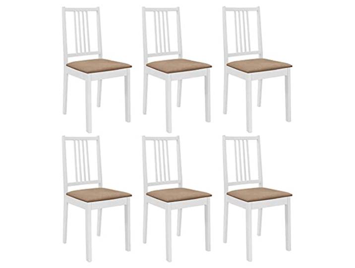 vidaXL Esszimmerstühle mit Polstern 6 STK. Weiß Massivholz