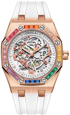 Fashion Sheath ONOLA Automatic Mechanical Luxury Men Watch For Business And Military Style rose White